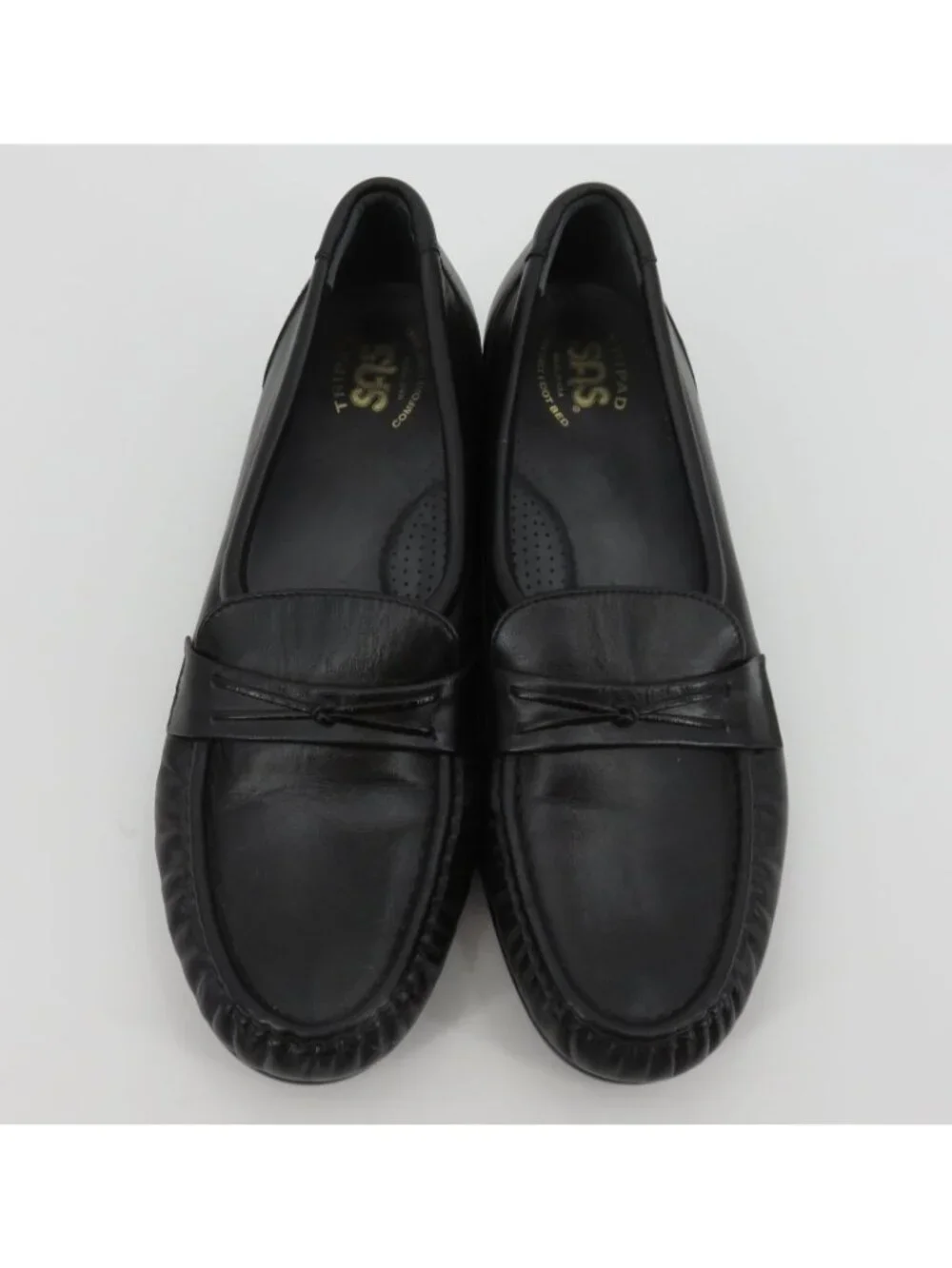 SAS Tripad Women 9.5 M L9146723 Black Leather Wedge Heel Loafer Shoes Slip On